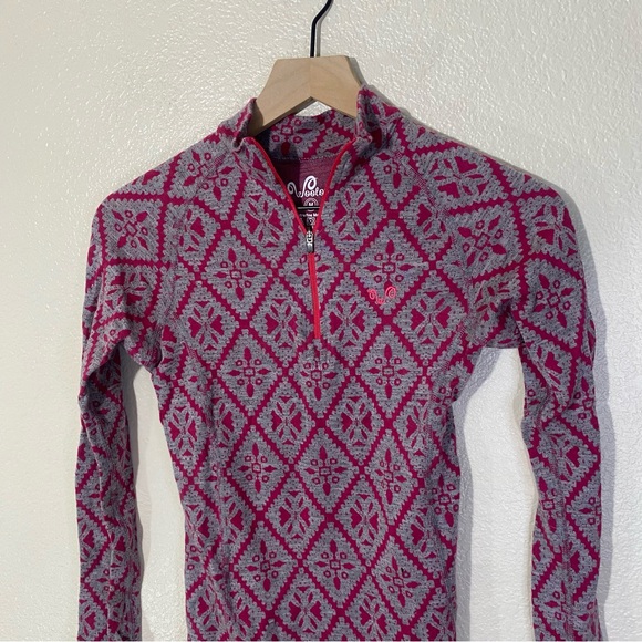 Woolona Venus Wool Long Sleeve Shirt Top Geometric Pattern Medium Merino Wool - Picture 2 of 7
